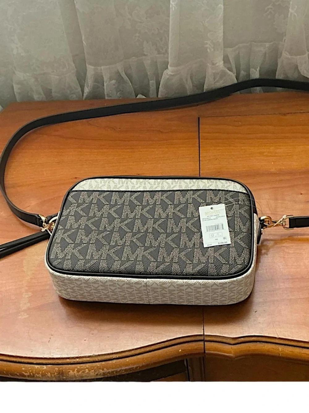 Michael Kors Jet Set Brown and Gold MK Monogram Crossbody Camera Bag - Picture 4 of 7